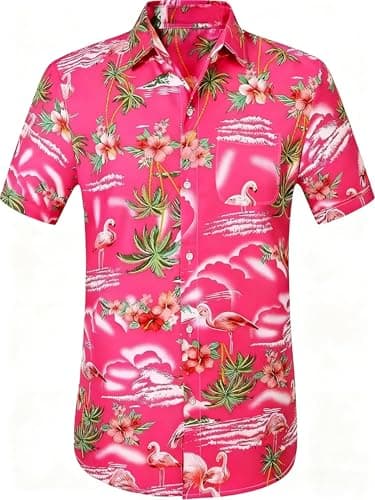Big and Tall Men's Hawaiian Shirts - Short Sleeve Tropical Floral Button Down, Casual Summer Beach Wear - Image 1