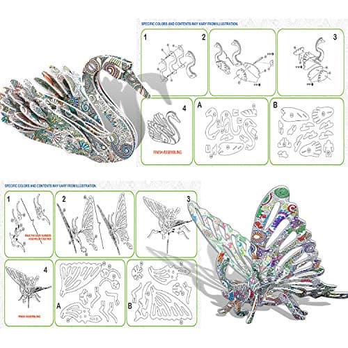 KAZOKU 3D Coloring Puzzle Set, Arts and Crafts for Girls&Boys Ages 6-12 Toys 4 Animals Puzzles Supplies Fun Painting Kit Kids Age 8 9 10 11 12 Birthday Children's Day Gift - Thumbnail 4