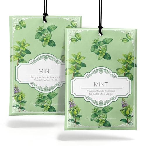 YAXUNDZ Mint Sachets for Drawers and Closets - 2 Pack Long Lasting Odor Eliminator Bags, Natural Fresh Scent for Wardrobe, Storage, Car & Home, Air Freshener Sachets