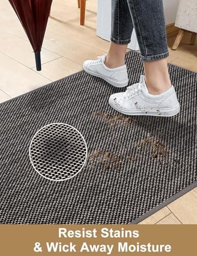 Indoor Door Mat 20"x32" - No Creases Entryway Mat, Low-Profile Dirt Trapper Front Door Mat for Inside Entrance, Non Slip Rubber Backing Inside Doormat for Entryway, Easy Clean Washable (Dark Gray) - Thumbnail 6