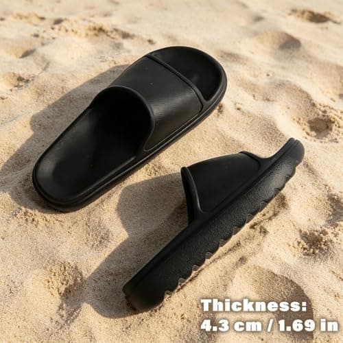 GETOEU Cloud Slides for Women and Men Pillow Slides Slip-Resistant Shower Shoes Recovery Slide Sandals Cushioned Thick Pillow Slippers Comfort Indoor and Outdoor Slide,Black - Thumbnail 6