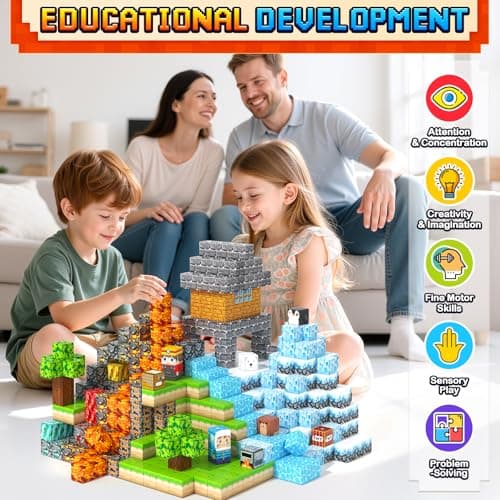 Magnetic Blocks - 200PCS Magnetic Building Blocks Sensory Toys for Kids Ages 3-5 4-8 5-7 8-12, Mine Magnet World Craft Cubes for Kids, STEM Toys Birthday Game Gifts for 3+ Years Old Boys and Girls - Thumbnail 5