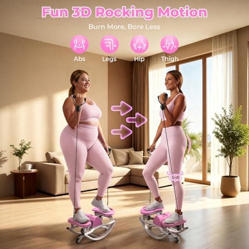 Rock Stepper,Rocking Stepper with Resistance Bands, 3D Side-to-Side Motion Mini Stepper for Women Home Workout, Low Impact Lateral Step Machine with Non-Slip Mat and Digital Counter, 250lbs Capacity - Thumbnail 2