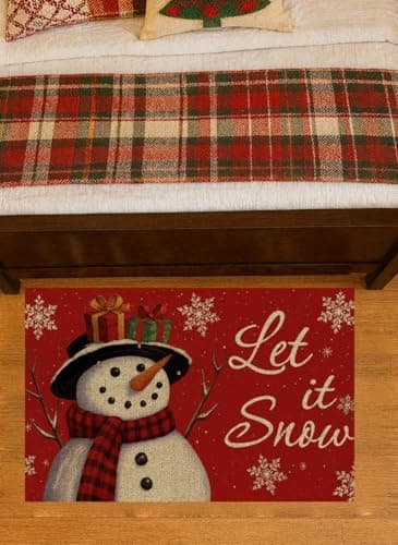 Carastora Christmas Snowman Pattern Decorative Doormat/Anti-Fatigue Mat, Let it Snow,20x31in, Suitable for Indoor and Outdoor Porch Decoration, Housewarming Non-Slip and Durable. - Thumbnail 2