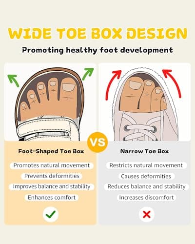 noorkiz Toddler Wide Toe Box Barefoot Shoes for Boys & Girls Zero Drop Sneakers Tennis Running Casual Shoes Baby First Walking Non-Slip Shoe Comfort Lightweight Outdoor Beige White Toddler Size 8 - Thumbnail 3
