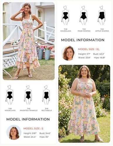 GRACE KARIN Women's 2025 Summer Floral Boho Dress Square Neck Strapped Swing A Line Sundress Beach Long Maxi OutfitsBlue Yellow M - Thumbnail 5