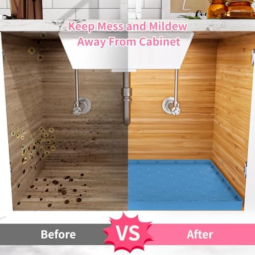 Sdpeia Under Sink Mat 31"×22" Waterproof Silicone Cabinet Liner & Sink Protector for Kitchen & Bathroom, Multi-Purpose Organizers Tray for Pets, Laundry, Cat Litter Mat - Thumbnail 6