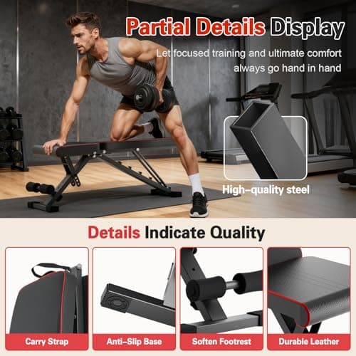ALSO GO Adjustable Weight Bench, 660LBS Multifunctional Workout Benches, Foldable Incline Decline Bench Press, Full Body Strength Training Equipment for Home Gym - Thumbnail 4
