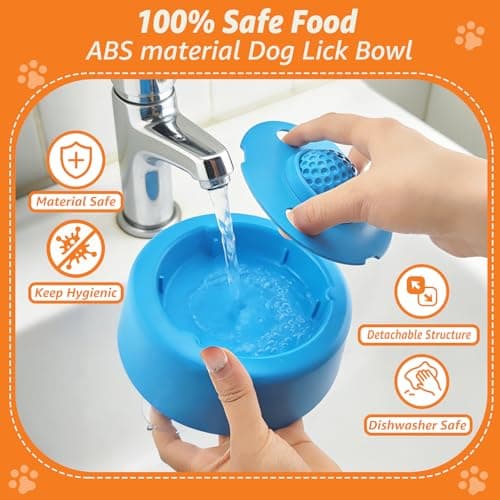 Dog Lick Bowl, Food‑Grade Licking Bowl for Bone Broth & Yogurt, Interactive Slow Eating Toy for Anxiety Relief Boredom, Anti Slip Base Slow Feeder Dog Lick Bowls Rolling Ball - Thumbnail 6