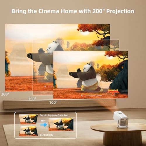Mini Projector, Portable Projector 4K & Full HD 1080P Support, 270° Rotation Outdoor Projector, Movie Projector Compatible with Smartphone, TV Stick, Laptop, PS4, HDMI, USB - Thumbnail 5