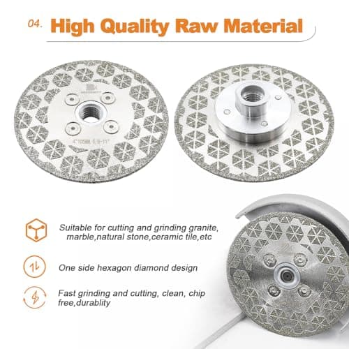 Electroplated Diamond Cutting Grinding Disc,BRSCHNITT 4 1/2 inch 115mm for Granite Marble Single Side Coated Diamond Grinding Wheel with 5/8-11 Flange - Thumbnail 4