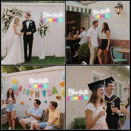 VVYXX Champagne Neon Sign Wall Decor Blame It on The Champagne But First Champagne Led Neon Light Sign Suitable for Home Bar Kitchen Man Cave Pub Wedding Birthday Graduations Grad Party Backdrop Drinks Gifts USB Warm - Thumbnail 4