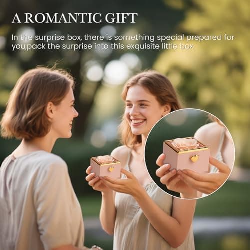 mountova Valentine’s Day Gift for Her Preserved Rose Surprise Box with Heart Necklace, Luxury Flip Jewelry Box, Romantic Gift for Girlfriend or Wife, Anniversary & Proposal (pink) - Thumbnail 6