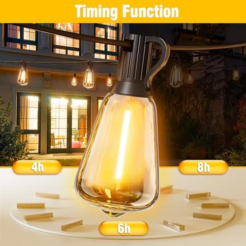 100FT Solar String Lights Outdoor Waterproof with Remote & Timer, LED Shatterproof ST38 Bulbs, USB & Solar Powered Patio Lights for Backyard, Porch, Garden, Wedding Decor, Dusk to Dawn Lighting - Thumbnail 6