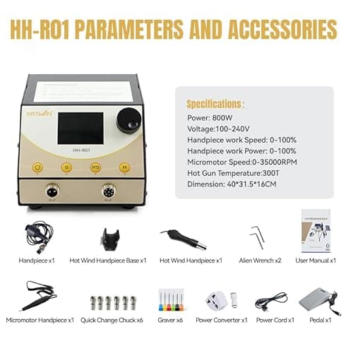 KATWAY Electric Engraver Tool 3-in-1, 35000 RPM Adjustable Speed, for Engraving on Jewelry, Metal HH-R01 (Metric 6.0mm) - Thumbnail 2