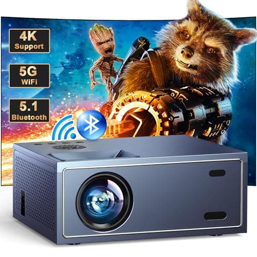 4K Support Projector with Wifi and Bluetooth, OWNKNEW Portable Mini Projectors for Outdoor Movies Use, Video Projector Compatible with TV Stick, Laptop, Smartphone, Xbox (Grey)