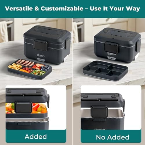 Annie & Mia Design Electric Lunch Box for Adults, 100w 3.5L 2-Layer Portable Food Warmer, Dual Mode 2.5L + 1L Heated Lunch Box for Adults, Home/Car/Office/Truck Use, Lonchera Eléctrica Portátil - Thumbnail 6