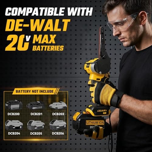 Cordless Belt Sander for Dewalt 20V Battery, 3/8"x13" Mini Detail Sander with 20PCS Belts, 360° Adjustable, LED Display, Finger Sander for Wood, Paint, Metal Rust, DIY (Battery Not Included) - Thumbnail 2
