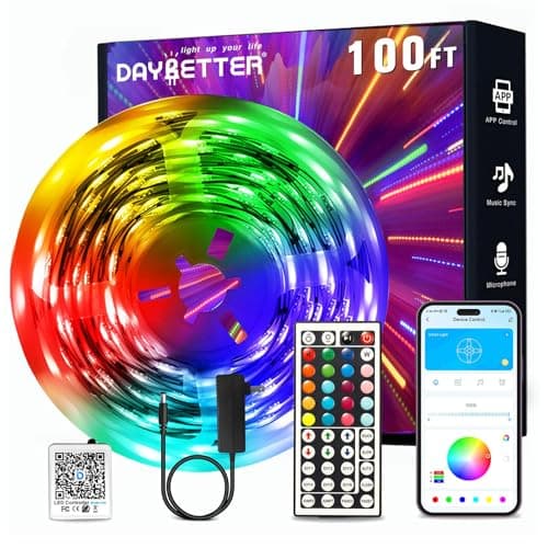 DAYBETTER LED Strip Lights 100ft, Smart Lighting with App Remote Control, RGB LED Lights for Bedroom, Music Sync Color Changing for Room Home Decor Party (1 Roll) - Image 1