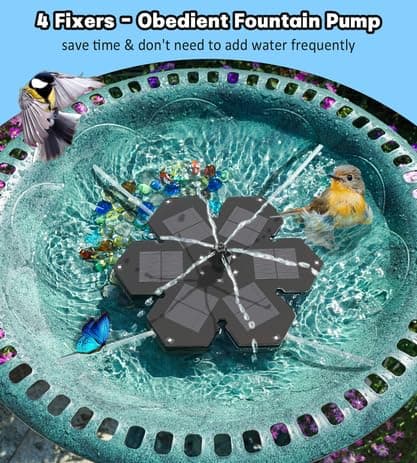 SZMP Solar Fountain Upgraded, 3.5W Snowflake Double Layer Colorful Lights, 2000mAh Battery 4 Fixes & 7 Nozzles, Solar Bird Bath Fountain for Garden Patio Pond Outdoor Décor - Thumbnail 5