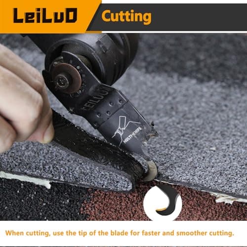 LEILUO 6 Pcs Oscillating Multi Tool Hook Knife Blades for Cutting Carpet Roofing Shingles Cardboard Soft Materials Includes Storage Bag Compatible with DeWalt Makita Ryobi Milwaukee and More - Thumbnail 4