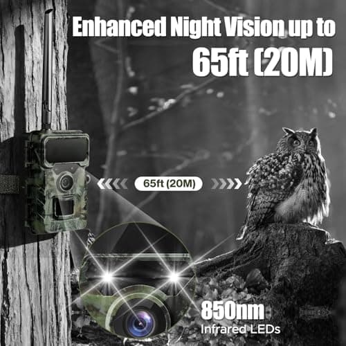 WIMIDING Cellular Trail Camera Solar, 4G LTE Game Cameras 64MP 2K HD Live Streaming,Night Vision Outdoor Camera,Rechargeable Wildlife Camera Deer Cams for Backyard（64GB TF Card Included - Thumbnail 6