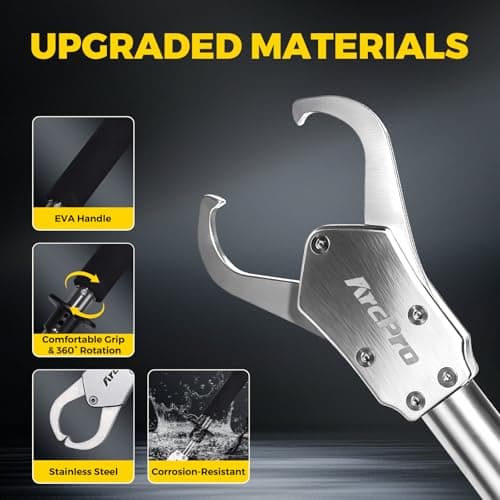 Arcpro 2-in-1 Fish Lip Gripper, 23.8" Stainless Steel Fish Gripper with Scale, 60lb Weighing Fish Grabber, 360° Non-Slip Swivel Handle, Tool for Saltwater & Freshwater - Thumbnail 3