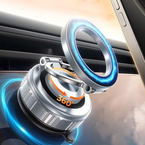 DIMONCOAT 2025 Upgraded 360° Rotation Vacuum Magnetic Phone Holder for Car,for Suction Cup Phone Mount Stand [109+LBS Strongest Suction & Magnetic] Adjustable Swivel Lock, for Your Car/Mirror - Image 1