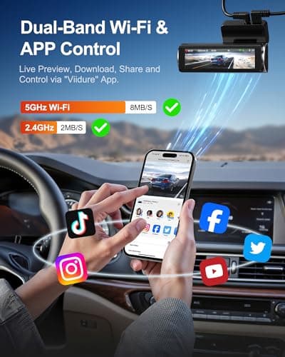 4K Dash Cam Front Rear, Dual Dash Camera for Cars Built in 5GHz/2.4GHz WiFi GPS Dashcam with G-Sensor 24H Parking Monitor Loop Recording WDR Night Vision 170° View Angle APP Control Free 64GB SD Card - Thumbnail 4