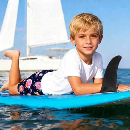 Cozople Boys Swim Shorts Swimtrunk with Boxer Brief Liner Space Donut Rocket Printed Swimsuit Swimwear Anti Chafe Bathing Suits for Size 18-20 - Thumbnail 5