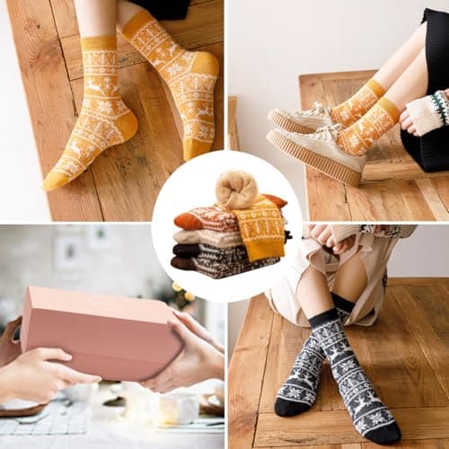 SISOSOCK 5 Pairs Fuzzy Soft Cozy Comfortable Socks for Women, Casual Sleep Comfy Socks, Perfect Warm Winter Gifts for Women - Thumbnail 2
