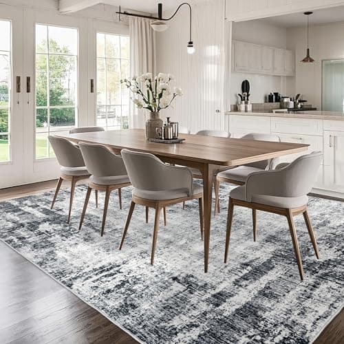 Ruicharm Washable 8x10 Area Rug: Modern Large Rugs for Living Room Dining Room Bedroom Office Indoor - Non-Slip Carpet Home Decor - 8x10 Black Grey - Thumbnail 5