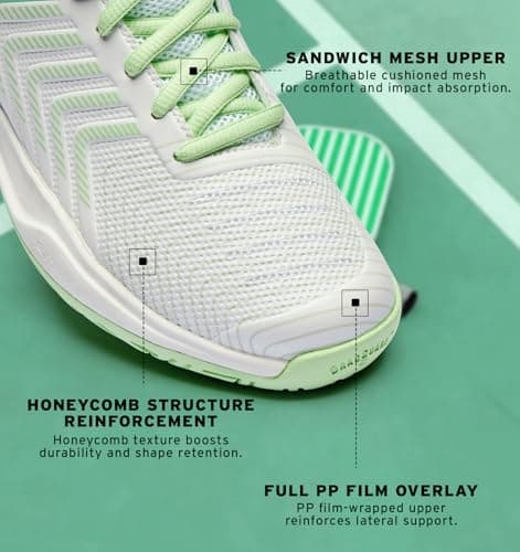 K-Swiss Women's Ultrashot Light Pickleball Tennis Shoe - Lightweight Court Shoes Lateral Movement Stable Support, White/Green 10 M - Thumbnail 4
