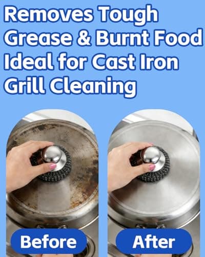 Stainless Steel Scrubber with Handle, Heavy Duty Steel Wool Scrubbers for Pots and Pans, Cast Iron, Steel Wool Scouring Pads for Stove, Oven, Grill, Kitchen, Sink Cleaning - Thumbnail 3