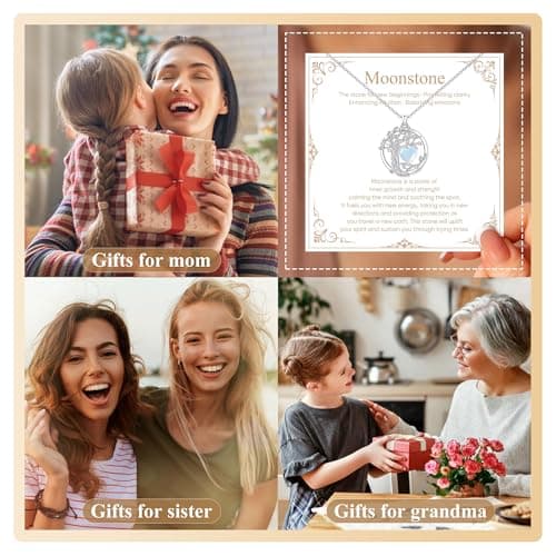 925 Sterling Silver Moonstone Necklace New Beginnings, Valentine's Day Jewelry Gifts, Moonstone Tree of Life Pendant June Birthstone Necklace Jewelry for Women, Birthday Graduation Gifts for Friend Sister Daughter Gift - Thumbnail 4