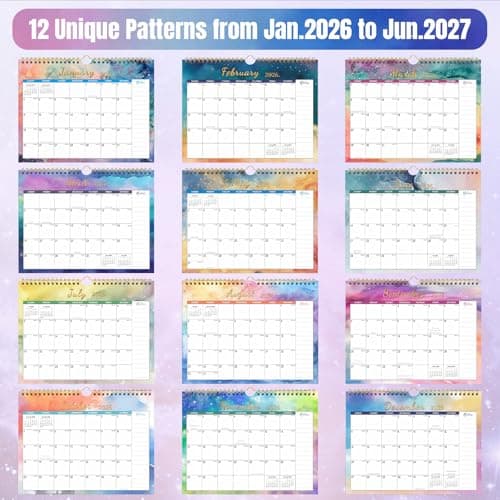 Gannyfer 2026 Wall Calendar, 18 Monthly Desktop/Wall Calendar 2026-2027, Use from Jan 2026 to Jun 2027, 11" x 8.5", Wall Planner for Your Family, School or Office (3 Stickers Included) - Thumbnail 4