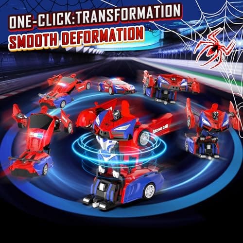 Febyhim Remote Control Car, One-Button Transform Toys Car, 2.4GHz RC Cars 1:18 Scale, 360 Degree Rotation Police Car Toy Transforming into Robot Toy for Boys Girl Kids 4-7 8-12 6-8, Birthday - Thumbnail 2