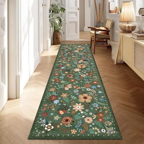 HiChiclife Runner Rug, Floral Rug, Long Rug for Hallway Kitchen,2'x 8',Green - Thumbnail 6