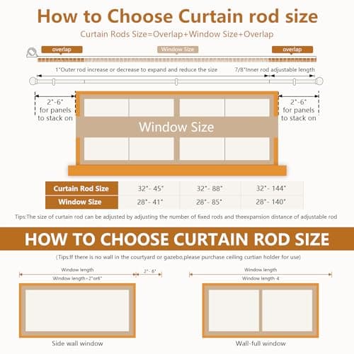 Gold Aluminium Curtain Rods for Windows,1 Inch Adjustable Curtain Rod 48 to 84 Inch,Heavy Duty Drapery Rods with Thicken Bracket,Modern Single Rod with Aluminium Finials - Thumbnail 3