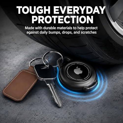 typecase AirTag Holder 4 Pack, Waterproof AirTag Keychain Case Compatible with Apple AirTag, Durable Protective Cover with Key Ring for Keys, Luggage, Backpack, Pet Collar and Bags, Black - Thumbnail 5