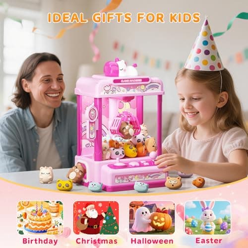 Skirfy Claws Machines for Kids Age 6+, Mini Vending Machines Girls Unicorns Toys with Sound & 20 Mini Plush Toys,Arcades Game Indoor Toy for Home Party Birthday - Thumbnail 6