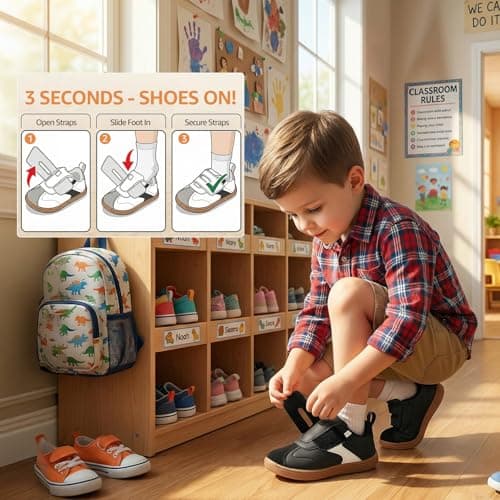 WIDE TOE BOX Wide Toddler Boys Girls Sneakers Zero Drop Barefoot Shoes Soft Classic Tennis Walking School Shoe for Outdoor Indoor Non Slip Comfort Graphite Black Little Kid Size 11 US - Thumbnail 6