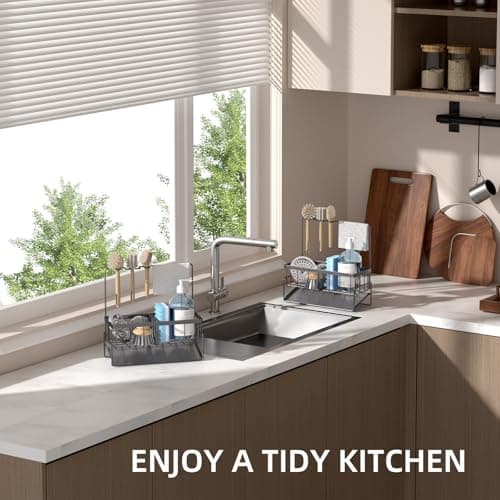 NAT MEYA Sponge Holder for Kitchen Sink,Stainless Steel Sink Caddy with Dish Brush Holder,Kitchen Sink Organizer Countertop Sink Holder for Kitchen Sink Organizer - Thumbnail 6