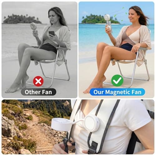Magnetic Phone Clip Fan, Portable USB Rechargeable Personal Fan with 360° Flexible Gooseneck, 3 Speed Adjustable & Ultra-Wide Airflow, for iPhone, Stroller, Office, Desktop & Outdoor Travel (White) - Thumbnail 6