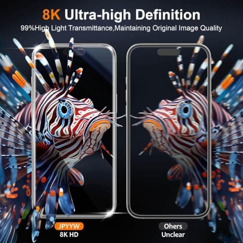 jpyyw 4 Pack for iPhone 14 Pro Max Screen Protector, Military-Grade Shatterproof, 9H Hardness, Tempered Glass with Install Frame - Thumbnail 2