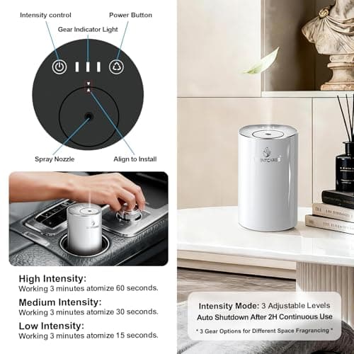 Waterless Diffuser for Essential Oil for Home and car, Sentiment Essential Oil Diffuser with Cold Air Technology, 2 Diffusion Modes, 4 Timer Settings (1/2/4/6H), Warm LED Light Rechargeable - Thumbnail 3