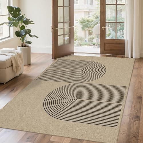 Arvenchy Easy Jute Rug 4x6: Indoor Outdoor Natural Boho Area Rugs for Living Room Patio Washable - Farmhouse Neutral Contemporary Carpet Mat for Entryway Bedroom Kitchen Backyard Sunroom Non Slip - Image 1