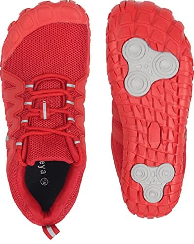 Weweya Minimalist Running Shoes for Women Barefoot Shoes Wide Toe Box Sneakers Cross Trainer Shoes Red US Size 6 6.5 - Thumbnail 5