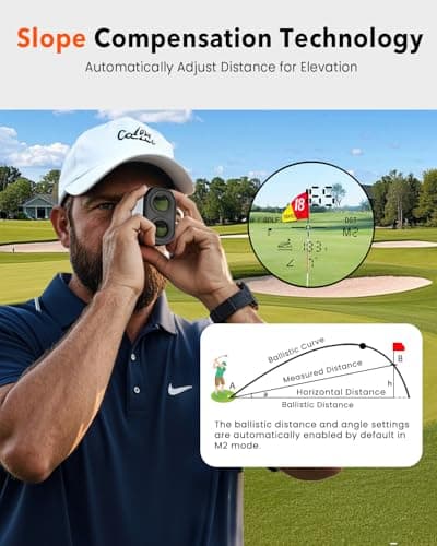Golf Rangefinder with Slope - 1500 Yards Laser Range Finder for Golf & Hunting, 7X Magnification, High-Precision Flag Locking Vibration, Rechargeable, IP54 Waterproof, Built-in Magnetic Strip - Thumbnail 3