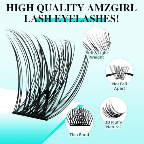 Lash Clusters 144Pcs Eyelash Extension Midnight Lashes Extensions Natural Cluster Lashes for Individual Eyelashes Extension by AMZGlRL(D-Mix8-16mm) - Thumbnail 3